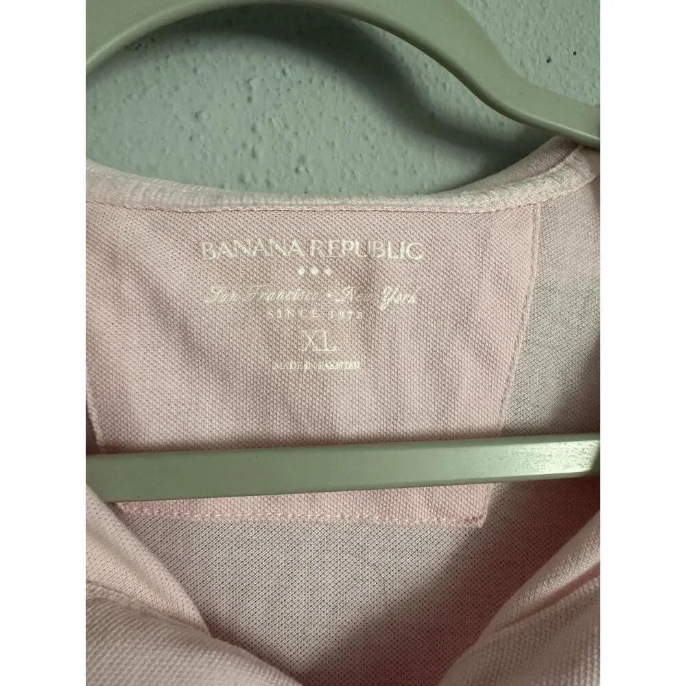 Banana Republic Men’s XL Pink Cotton Polo Shirt Elephant Logo Preppy Casual